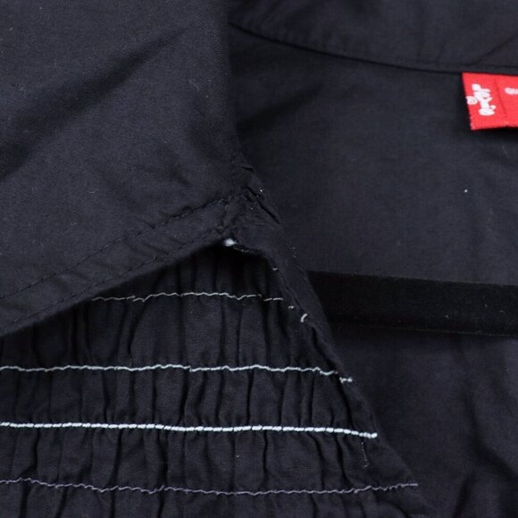 Levi's Collared Shirt Womens Size Large‎ Black Pullover Embroidered Long Sleeve - Picture 6 of 7